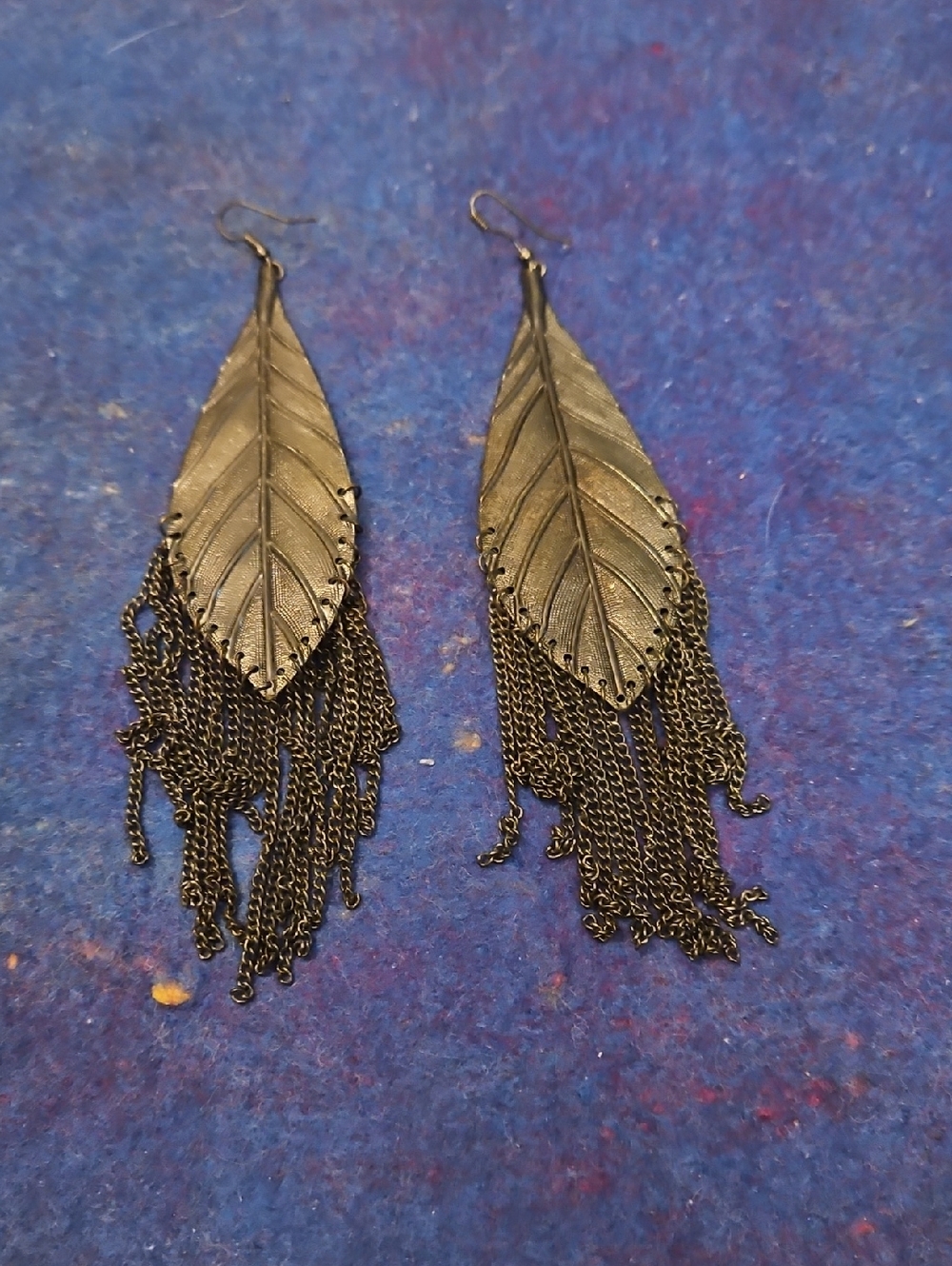 3 For $15 Leaf Fringe Metal Dangle Earrings